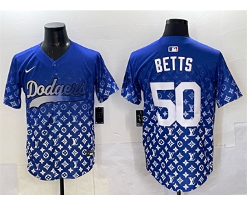 Men's Los Angeles Dodgers #50 Mookie Betts Blue Limited Stitched Baseball Jersey