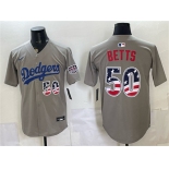 Men's Los Angeles Dodgers #50 Mookie Betts Gray 250 Fourth of July Road Stitched Baseball Jersey Men's Los Angeles Dodgers #50 Mookie Betts Gray 250 Fourth of July Road Stitched Baseball Jersey