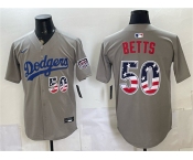 Men's Los Angeles Dodgers #50 Mookie Betts Gray 250 Fourth of July Road Stitched Baseball Jersey Men's Los Angeles Dodgers #50 Mookie Betts Gray 250 Fourth of July Road Stitched Baseball Jersey