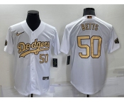 Men's Los Angeles Dodgers #50 Mookie Betts Number White 2022 All Star Stitched Cool Base Nike Jersey