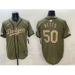 Men's Los Angeles Dodgers #50 Mookie Betts Olive 2026 Armed Forces Day Stitched Baseball Jersey Men's Los Angeles Dodgers #50 Mookie Betts Olive 2026 Armed Forces Day Stitched Baseball Jersey