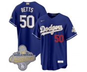 Men's Los Angeles Dodgers #50 Mookie Betts Royal 2026 Alternate Gold Collection Stadium Stitched Baseball Jersey