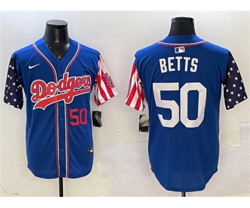 Mens Los Angeles Dodgers #50 Mookie Betts Royal Limited Stitched Baseball Jersey