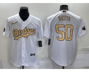 Men's Los Angeles Dodgers #50 Mookie Betts White 2022 All Star Stitched Cool Base Nike Jersey