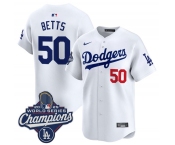 Men's Los Angeles Dodgers #50 Mookie Betts White 2025 Champions Stitched Baseball Jersey Men's Los Angeles Dodgers #50 Mookie Betts White 2025 Champions Stitched Baseball Jersey