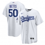 Men's Los Angeles Dodgers #50 Mookie Betts White 2025 World Series Champions Stitched Baseball Jersey Men's Los Angeles Dodgers #50 Mookie Betts White 2025 World Series Champions Stitched Baseball Jersey
