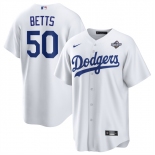 Men's Los Angeles Dodgers #50 Mookie Betts White 2025 World Series Home Cool Base Stitched Baseball Jersey Men's Los Angeles Dodgers #50 Mookie Betts White 2025 World Series Home Cool Base Stitched Baseball Jersey