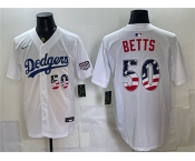 Men's Los Angeles Dodgers #50 Mookie Betts White 250 Fourth of July Home Stitched Baseball Jersey Men's Los Angeles Dodgers #50 Mookie Betts White 250 Fourth of July Home Stitched Baseball Jersey