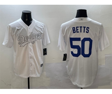Men's Los Angeles Dodgers #50 Mookie Betts White Fashion Cool Base Stitched Baseball Jersey