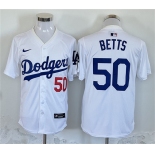 Men's Los Angeles Dodgers #50 Mookie Betts White Home Limited Stitched Baseball Jersey