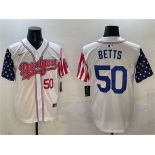 Men's Los Angeles Dodgers #50 Mookie Betts White Limited Stitched Baseball Jersey