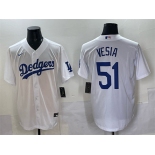 Men's Los Angeles Dodgers #51 Alex Vesia White Cool Base Stitched Baseball Jersey Men's Los Angeles Dodgers #51 Alex Vesia White Cool Base Stitched Baseball Jersey
