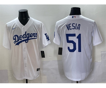 Men's Los Angeles Dodgers #51 Alex Vesia White Cool Base Stitched Baseball Jersey