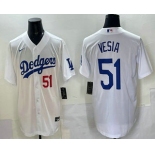 Men's Los Angeles Dodgers #51 Alex Vesia White Stitched Cool Base Nike Jersey