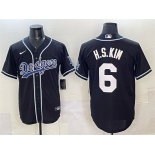 Men's Los Angeles Dodgers #6 H.S.Kim Black Cool Base Stitched Baseball Jersey Men's Los Angeles Dodgers #6 H.S.Kim Black Cool Base Stitched Baseball Jersey