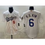 Men's Los Angeles Dodgers #6 H.S.Kim White 2026 Gold Collection Stadium Stitched Baseball Jersey
