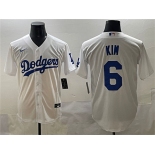 Men's Los Angeles Dodgers #6 Hyeseong Kim White Cool Base Stitched Baseball Jersey