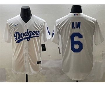 Men's Los Angeles Dodgers #6 Hyeseong Kim White Cool Base Stitched Baseball Jersey
