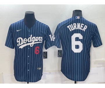 Men's Los Angeles Dodgers #6 Trea Turner Navy Cool Base Stitched Baseball Jersey