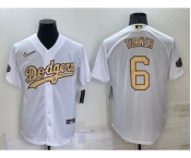 Men's Los Angeles Dodgers #6 Trea Turner White 2022 All Star Stitched Cool Base Nike Jersey