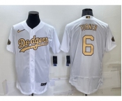 Men's Los Angeles Dodgers #6 Trea Turner White 2022 All Star Stitched Flex Base Nike Jersey