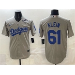 Men's Los Angeles Dodgers #61 Will Klein Gray 2025 World Series Patch Cool Base Stitched Baseball Jersey Men's Los Angeles Dodgers #61 Will Klein Gray 2025 World Series Patch Cool Base Stitched Baseball Jersey