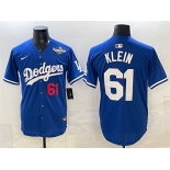 Men's Los Angeles Dodgers #61 Will Klein Royal 2025 World Series Limited Stitched Baseball Jersey Men's Los Angeles Dodgers #61 Will Klein Royal 2025 World Series Limited Stitched Baseball Jersey