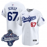 Men's Los Angeles Dodgers #67 Vin Scully White 2025 Champions Stitched Baseball Jersey Men's Los Angeles Dodgers #67 Vin Scully White 2025 Champions Stitched Baseball Jersey