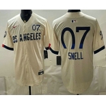 Men's Los Angeles Dodgers #7 Blake Snell Cream 2024 City Connect Limited Stitched Jersey Men's Los Angeles Dodgers #7 Blake Snell Cream 2024 City Connect Limited Stitched Jersey