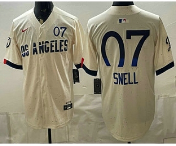 Men's Los Angeles Dodgers #7 Blake Snell Cream 2024 City Connect Limited Stitched Jersey