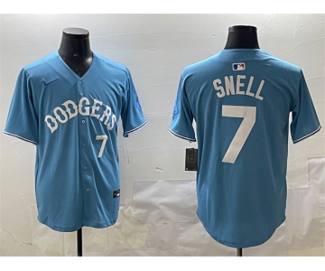Men's Los Angeles Dodgers #7 Blake Snell Light Blue Limited Stitched Baseball Jersey