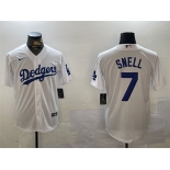 Men's Los Angeles Dodgers #7 Blake Snell White Cool Base Stitched Baseball Jersey