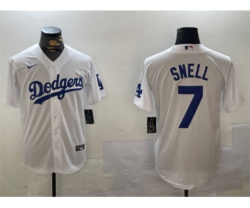 Men's Los Angeles Dodgers #7 Blake Snell White Cool Base Stitched Baseball Jersey