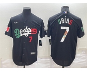 Men's Los Angeles Dodgers #7 Julio Urias Black Mexico Number 2020 World Series Cool Base Nike Jersey
