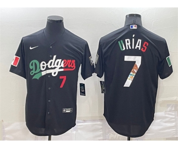Men's Los Angeles Dodgers #7 Julio Urias Black Mexico Number 2020 World Series Cool Base Nike Jersey