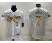 Men's Los Angeles Dodgers #7 Julio Urias Number White 2022 All Star Stitched Flex Base Nike Jersey