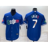 Mens Los Angeles Dodgers #7 Julio Urias Royal Mexico Cool Base Stitched Baseball Jersey