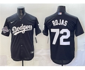 Men's Los Angeles Dodgers #72 Miguel Rojas Black 2025 World Series Champions Patch Cool Base Stitched Baseball Jersey
