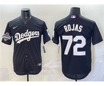 Men's Los Angeles Dodgers #72 Miguel Rojas Black 2025 World Series Champions Patch Cool Base Stitched Baseball Jersey