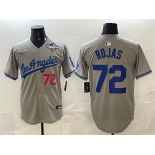 Men's Los Angeles Dodgers #72 Miguel Rojas Grey 2025 World Series Patch Limited Stitched Baseball Jersey
