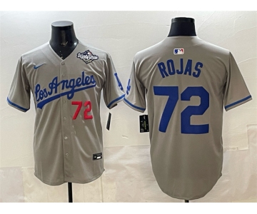 Men's Los Angeles Dodgers #72 Miguel Rojas Grey 2025 World Series Patch Limited Stitched Baseball Jersey