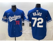 Men's Los Angeles Dodgers #72 Miguel Rojas Royal 2025 World Series Champions Patch Limited Stitched Baseball Jersey