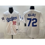 Men's Los Angeles Dodgers #72 Miguel Rojas White 2025 World Series Champions Patch Limited Stitched Baseball Jersey