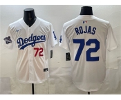 Men's Los Angeles Dodgers #72 Miguel Rojas White 2025 World Series Champions Patch Limited Stitched Baseball Jersey