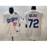 Men's Los Angeles Dodgers #72 Miguel Rojas White 2025 World Series Patch Limited Stitched Baseball Jersey Men's Los Angeles Dodgers #72 Miguel Rojas White 2025 World Series Patch Limited Stitched Baseball Jersey