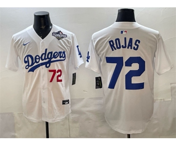 Men's Los Angeles Dodgers #72 Miguel Rojas White 2025 World Series Patch Limited Stitched Baseball Jersey