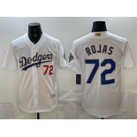Men's Los Angeles Dodgers #72 Miguel Rojas White 2026 Gold Collection Stadium Stitched Baseball Jersey