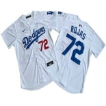 Men's Los Angeles Dodgers #72 Miguel Rojas White Limited Stitched Jersey Men's Los Angeles Dodgers #72 Miguel Rojas White Limited Stitched Jersey