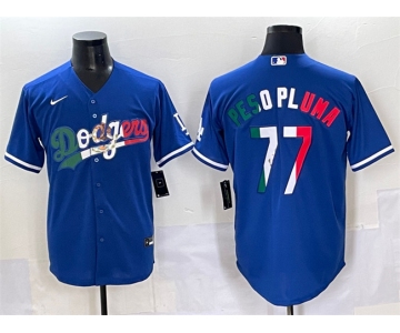 Men's Los Angeles Dodgers #77 Peso Pluma Blue Mexico Stitched Jersey