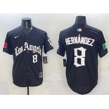 Men's Los Angeles Dodgers #8 Enrique Hernandez Black Mexico 2025 LA Gothic Style With Fernando Patch Vapor Premier Limited Stitched Baseball Jersey